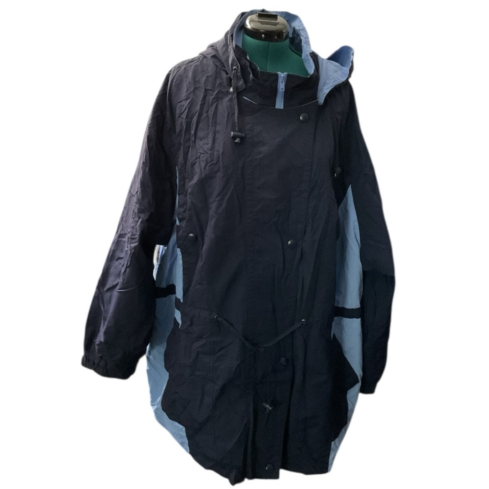 🦄 Woman Within Navy and Sky Blue Hooded Jacket